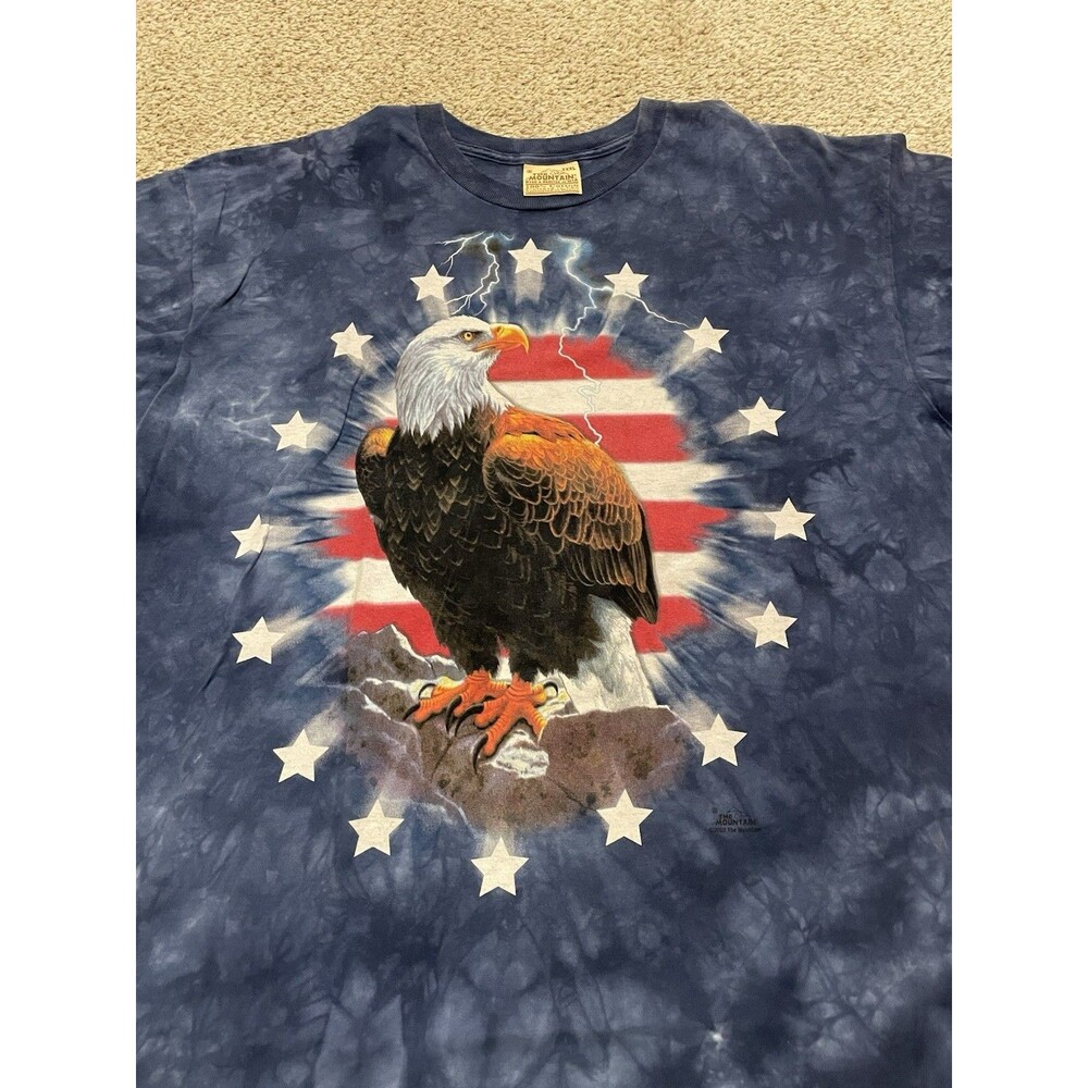 Vintage 2000s Y2K The Mountain Navy Blue Tie-Dye Eagle T-shirt XXXL - Picture 2 of 4